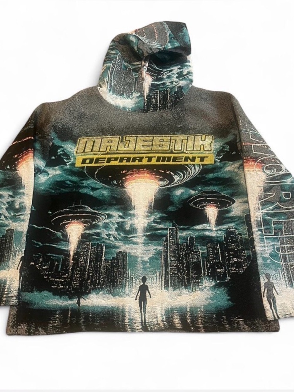 Men’s Graphic‎ Hoodie Tapestry Jacket - Teal/Black